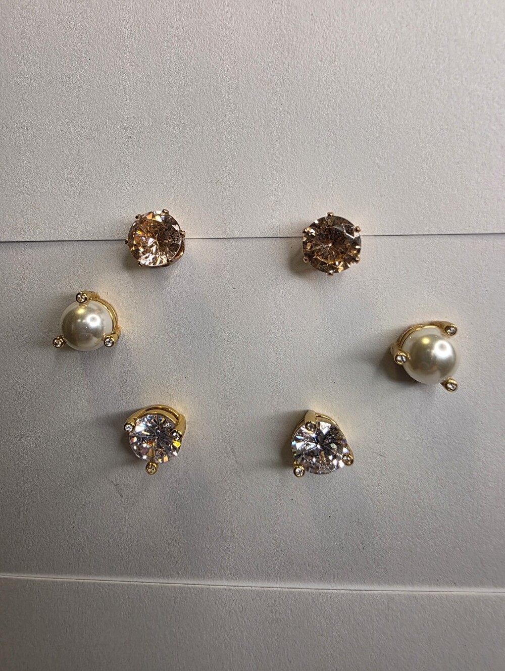 Kate Spade Rise & Shine Stud Earring Set Pearl CZ Plus Bonus Rose Gold Studs